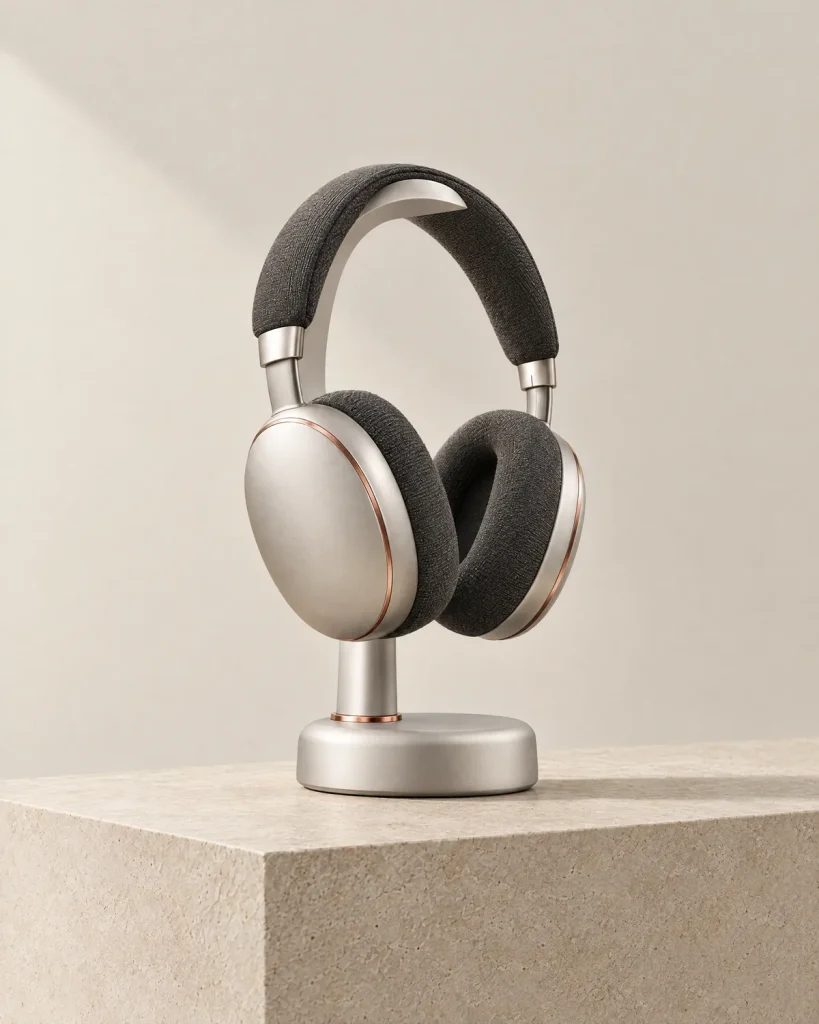 מעמד אלומיניום ARC DOCK שעליו תלויות אוזניות AURA ONE