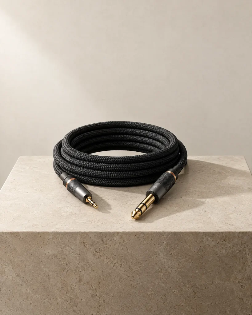 כבל אודיו STUDIO CABLE מגולגל עם מחברים מתכתיים